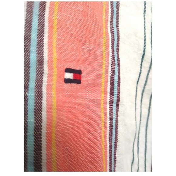 Tommy Hilfiger Orange White Stripe Linen and Cotton Sleeveless Shift Dress US 10 - Picture 6 of 12